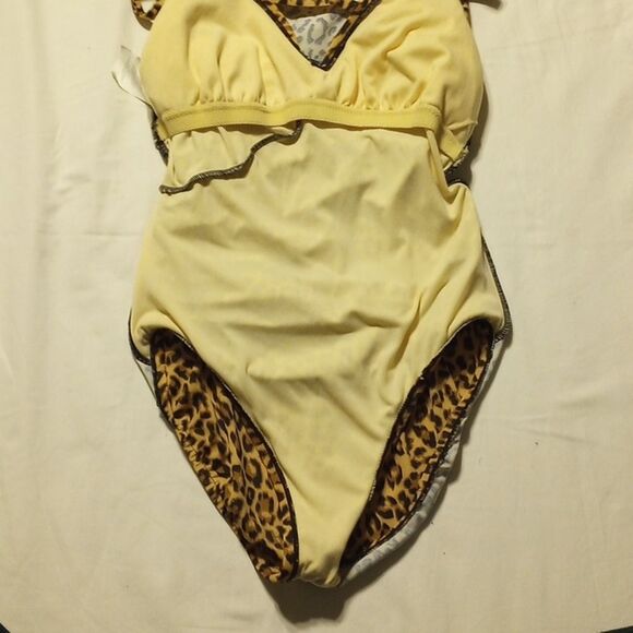 Aqua Green Cheetah Print One Piece Women's Suimsuit/Bathing Suit Small - Picture 5 of 9